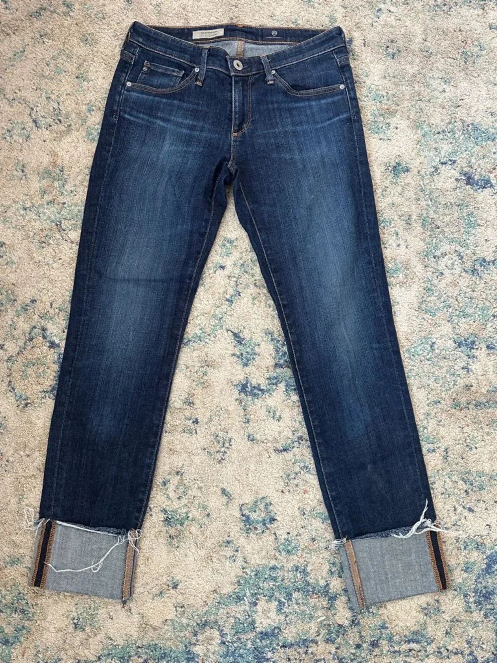 Ag Adriano Goldschmied Dark Indigo The Stevie Cuff Slim Straight Cuffed Jeans